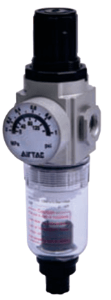 GAFR100 compact filter regulator with circular gauge and PC bowl
