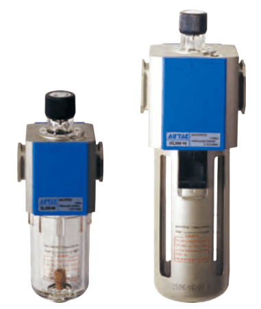 GL200 compact lubricator left; GL600 large aluminium-bowl lubricator right