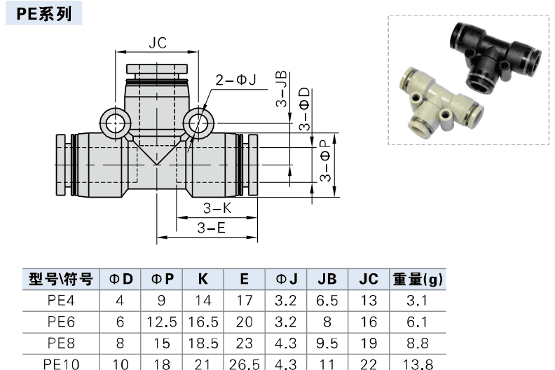 AirTAC fitting pe
