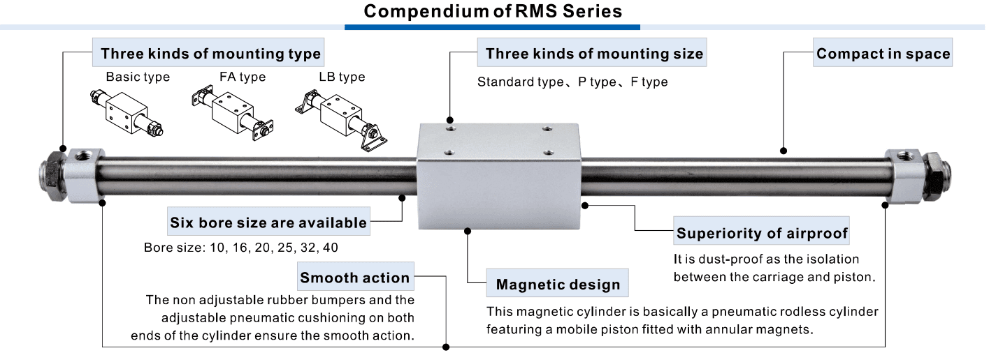RMS basic FA LB mounting and standard P F mounting-size overview