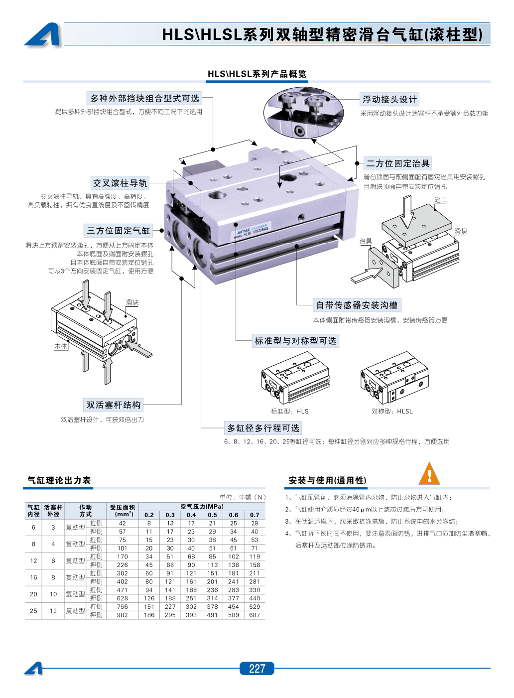 HLS双轴精密滑台缸(滚柱型)