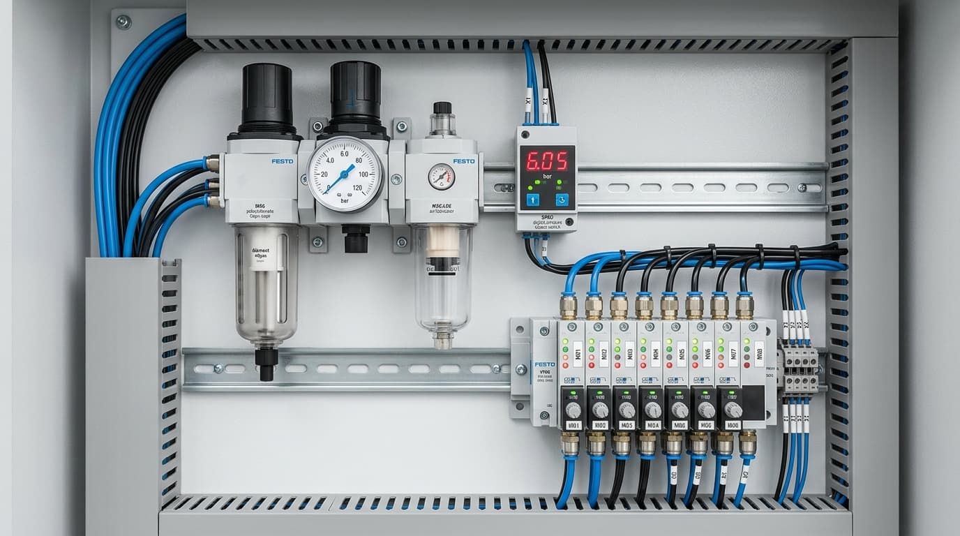Machine air preparation and solenoid valve manifold panel