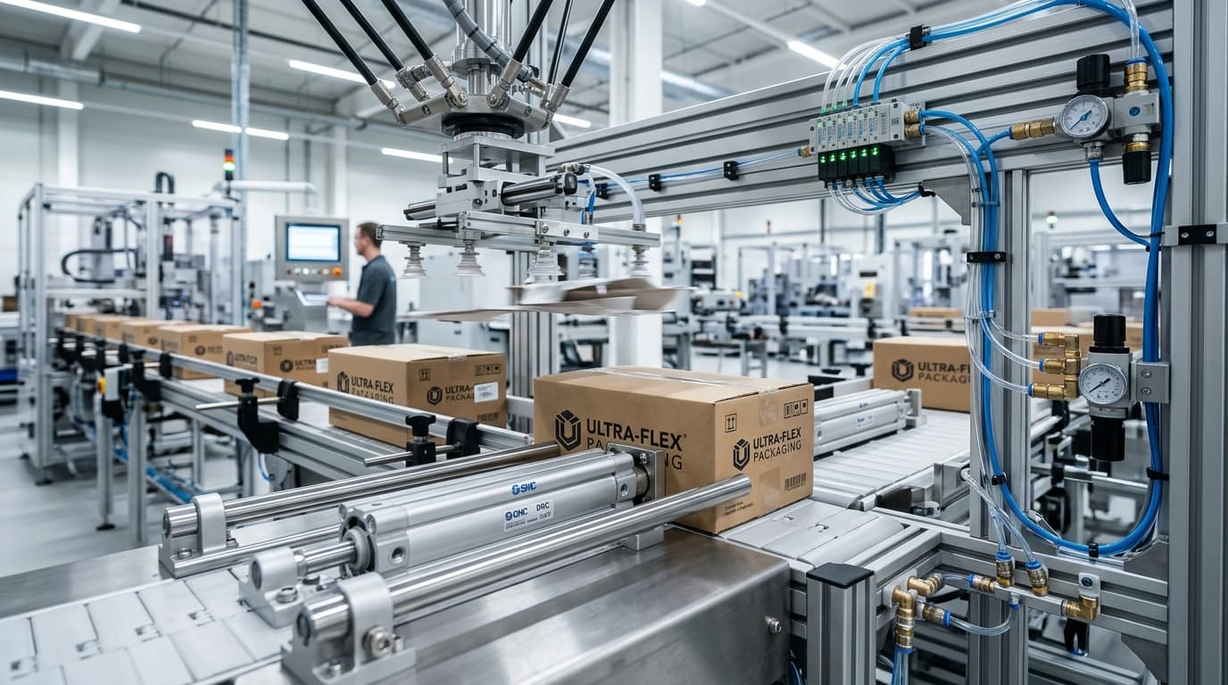 Packaging machinery pneumatic automation scene